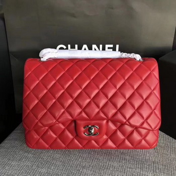 Chanel Maxi Quilted Classic Flap Bag Red Sheepskin Leather A58601 Silver Chanel Maxi Quilted Classic Flap Bag Red Sheepskin Leather A58601 Silver