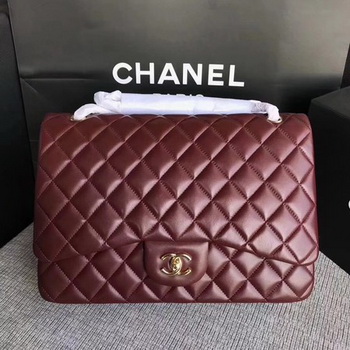 Chanel Maxi Quilted Classic Flap Bag Wine Sheepskin Leather A58601 Gold Chanel Maxi Quilted Classic Flap Bag Wine Sheepskin Leather A58601 Gold