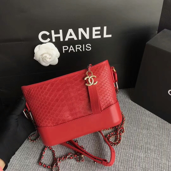 Chanel Gabrielle Mini Shoulder Bag Original Python Leather 8122A Red Chanel Gabrielle Mini Shoulder Bag Original Python Leather 8122A Red