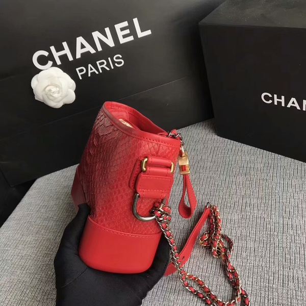 Chanel Gabrielle Mini Shoulder Bag Original Python Leather 8122A Red Chanel Gabrielle Mini Shoulder Bag Original Python Leather 8122A Red