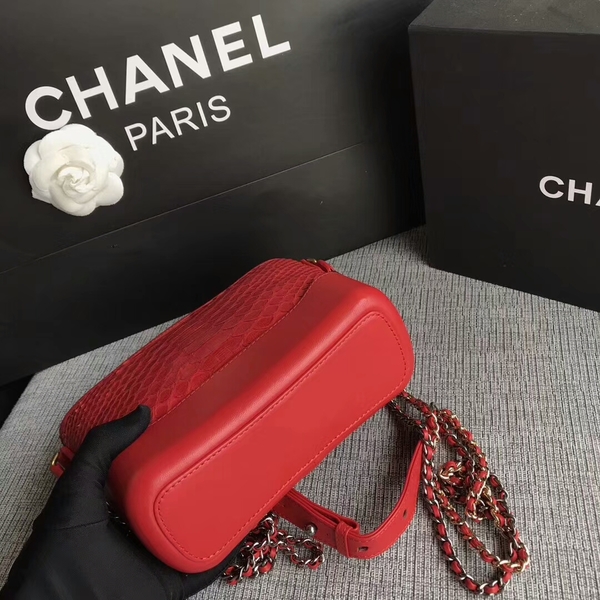 Chanel Gabrielle Mini Shoulder Bag Original Python Leather 8122A Red Chanel Gabrielle Mini Shoulder Bag Original Python Leather 8122A Red