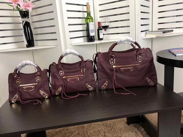 Balenciaga Giant City Gold Studs Handbag B084334 Wine Balenciaga Giant City Gold Studs Handbag B084334 Wine