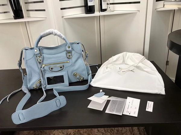 Balenciaga Giant City Gold Studs Handbag B084335 Light Blue Balenciaga Giant City Gold Studs Handbag B084335 Light Blue