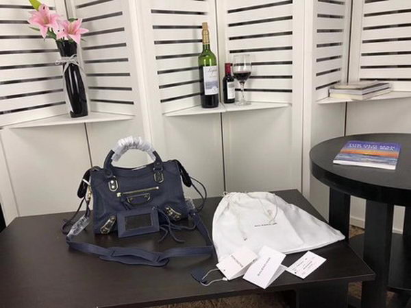 Balenciaga Giant City Gold Studs Handbag B084336 Blue Balenciaga Giant City Gold Studs Handbag B084336 Blue