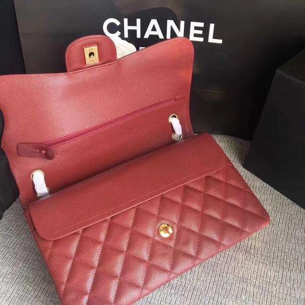 Chanel Flap Shoulder Bags Marroon Original Calfskin Leather CF1113 Gold Chanel Flap Shoulder Bags Marroon Original Calfskin Leather CF1113 Gold