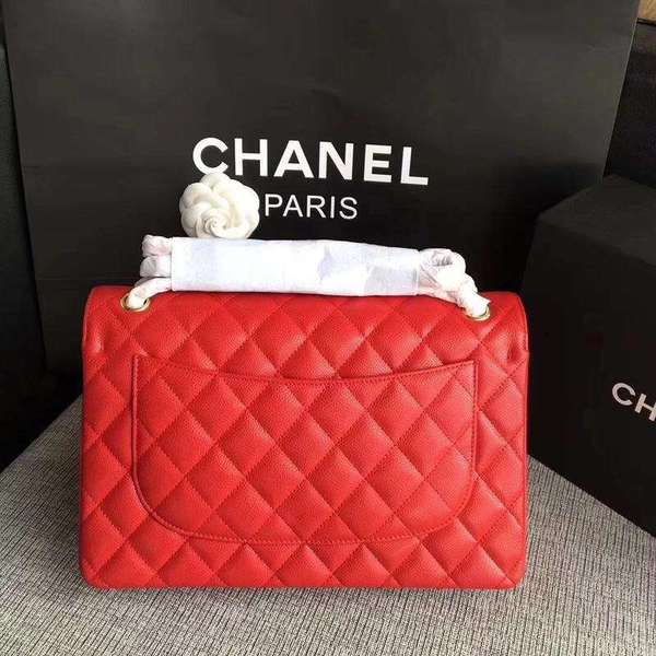 Chanel Flap Shoulder Bags Red Original Calfskin Leather CF1113 Gold Chanel Flap Shoulder Bags Red Original Calfskin Leather CF1113 Gold
