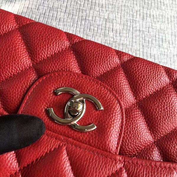 Chanel Flap Shoulder Bags Red Original Calfskin Leather CF1113 Silver Chanel Flap Shoulder Bags Red Original Calfskin Leather CF1113 Silver