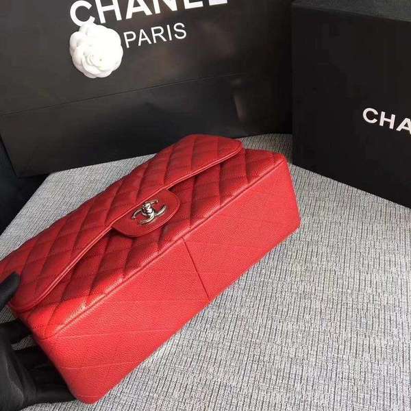 Chanel Flap Shoulder Bags Red Original Calfskin Leather CF1113 Silver Chanel Flap Shoulder Bags Red Original Calfskin Leather CF1113 Silver