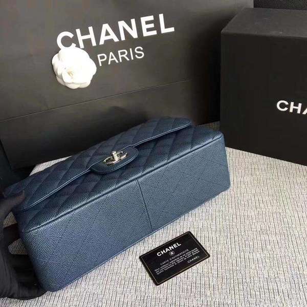 Chanel Flap Shoulder Bags Dark Blue Original Calfskin Leather CF1113 Silver Chanel Flap Shoulder Bags Dark Blue Original Calfskin Leather CF1113 Silver
