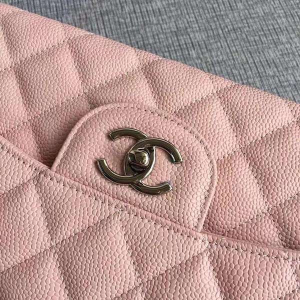 Chanel Flap Shoulder Bags Pink Original Calfskin Leather CF1113 Silver Chanel Flap Shoulder Bags Pink Original Calfskin Leather CF1113 Silver