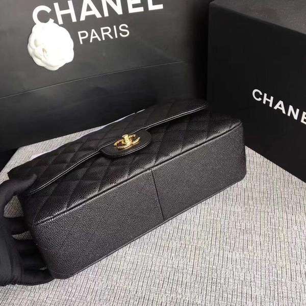 Chanel Flap Shoulder Bags Black Original Calfskin Leather CF1113 Gold Chanel Flap Shoulder Bags Black Original Calfskin Leather CF1113 Gold
