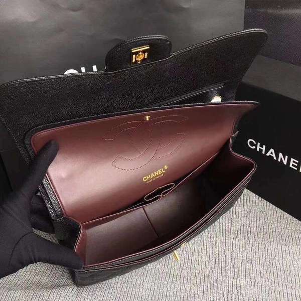 Chanel Flap Shoulder Bags Black Original Calfskin Leather CF1113 Gold Chanel Flap Shoulder Bags Black Original Calfskin Leather CF1113 Gold