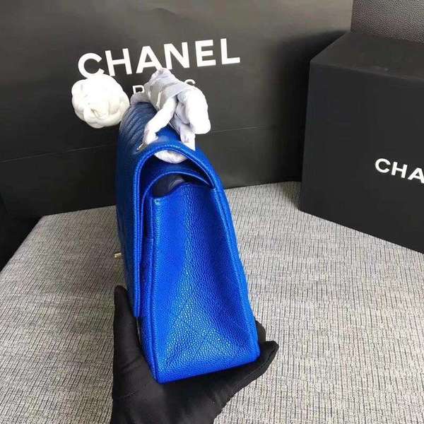 Chanel Flap Shoulder Bags Blue Original Calfskin Leather CF1113 Silver Chanel Flap Shoulder Bags Blue Original Calfskin Leather CF1113 Silver