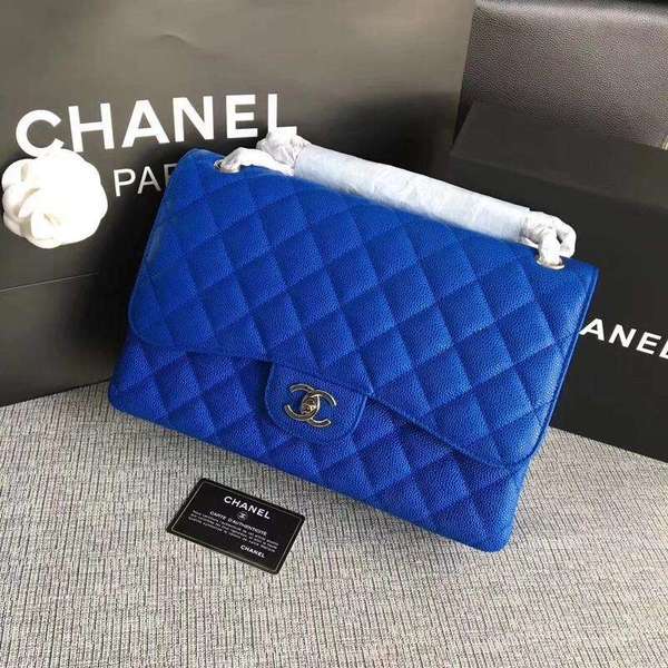 Chanel Flap Shoulder Bags Blue Original Calfskin Leather CF1113 Silver Chanel Flap Shoulder Bags Blue Original Calfskin Leather CF1113 Silver