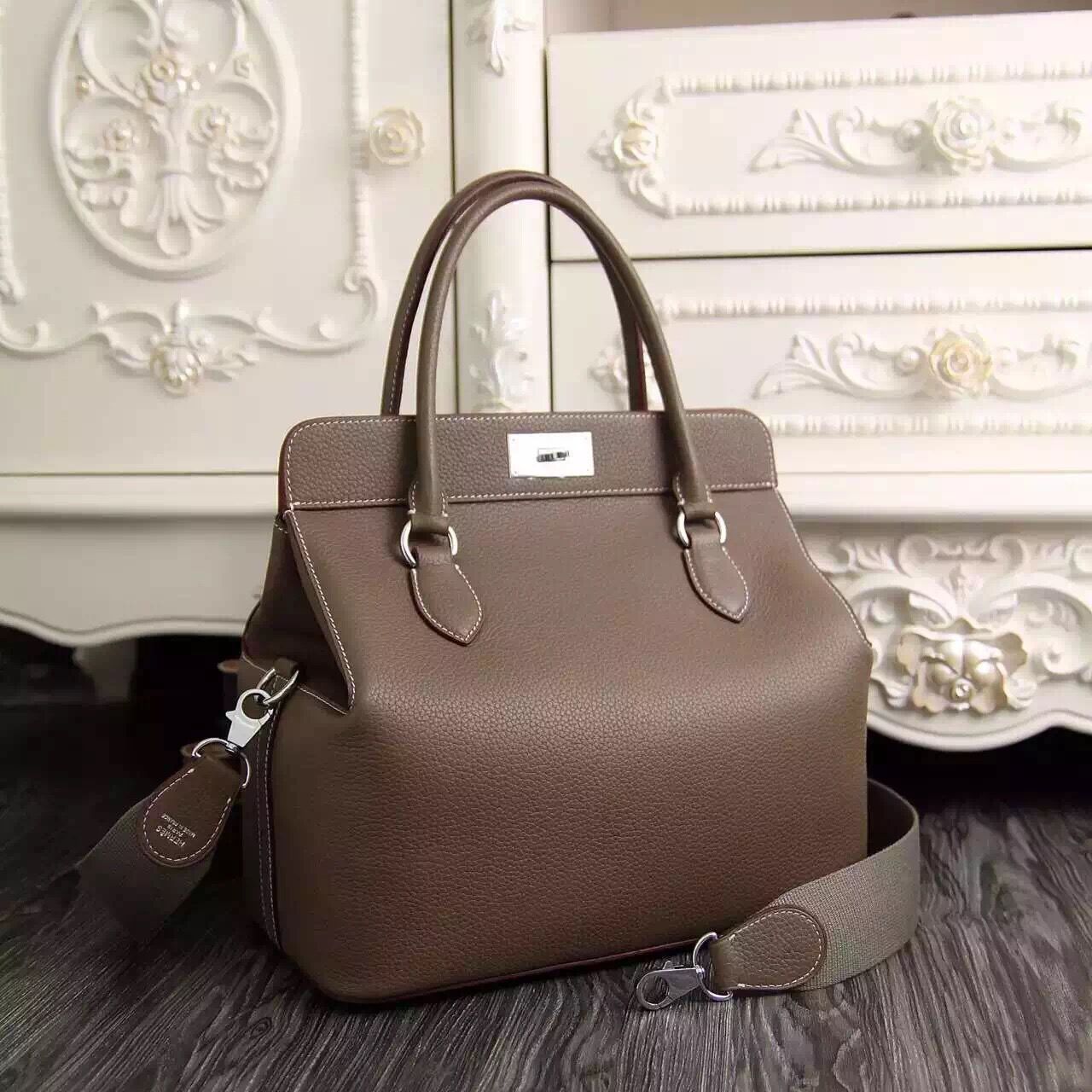 Hermes Original Leather Toolbox Handbag 5689 Brown Hermes Original Leather Toolbox Handbag 5689 Brown