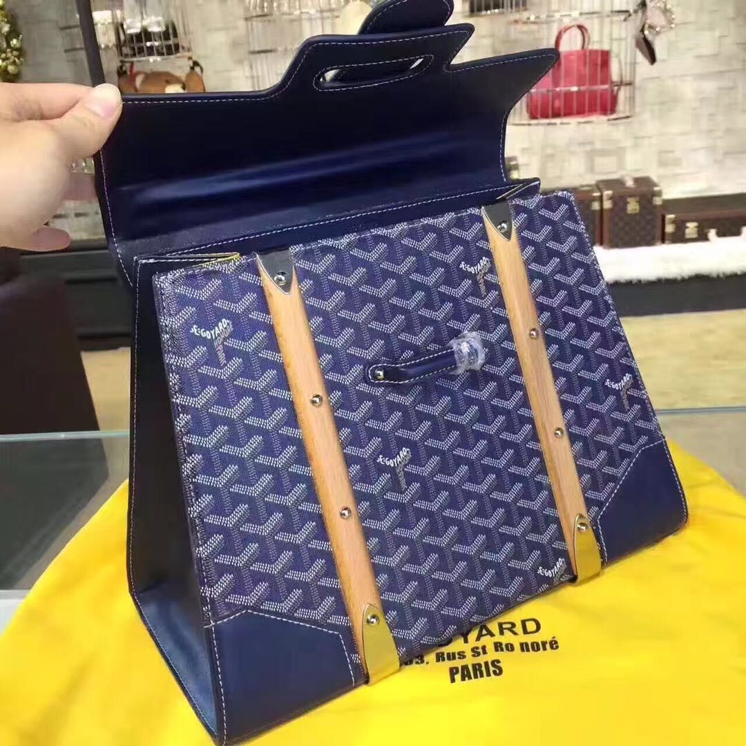 Goyard Y Doodling Calfskin Leather Tote Bag 9956 blue Goyard Y Doodling Calfskin Leather Tote Bag 9956 blue