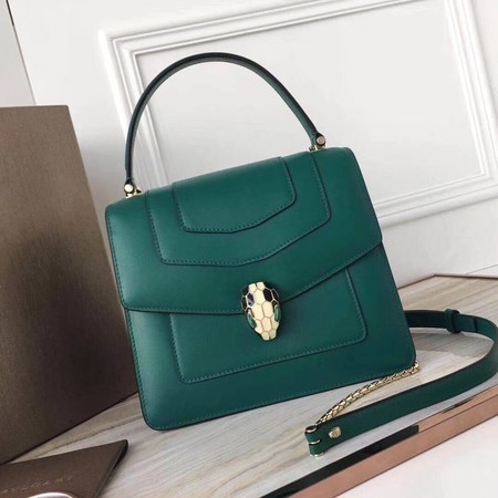 BVLGARI Original Calfskin Leather Tote Bag 3781 Green