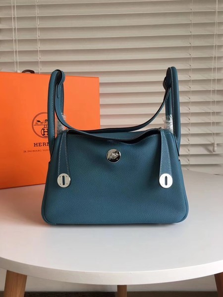 Hermes Lindy Original Togo Leather Bag 5086 Dark Blue