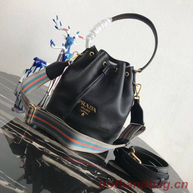 Prada Leather bucket bag 1BE018 black Prada Leather bucket bag 1BE018 black