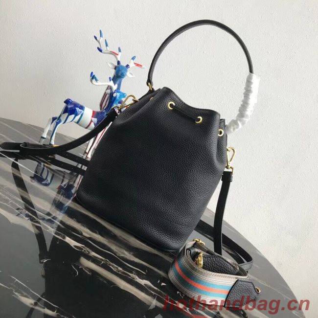 Prada Leather bucket bag 1BE018 black Prada Leather bucket bag 1BE018 black