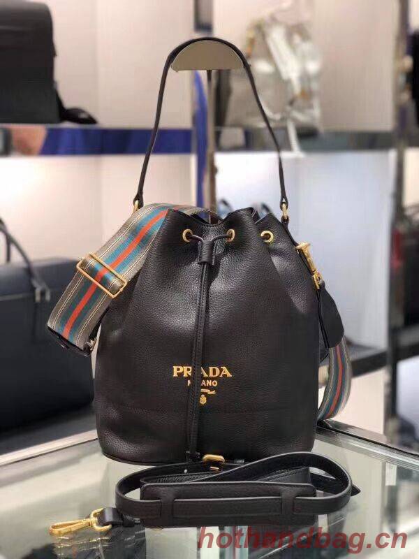 Prada Leather bucket bag 1BE018 black Prada Leather bucket bag 1BE018 black
