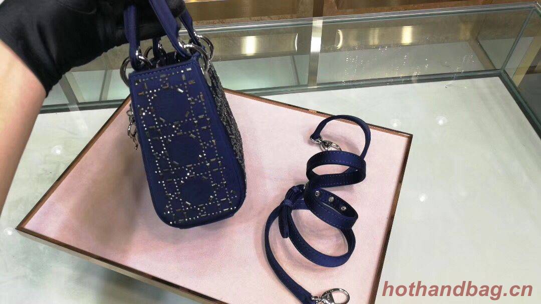 Dior Lady Original Silk Satin-Encrusted Satchel Bag 2369 Navy Dior Lady Original Silk Satin-Encrusted Satchel Bag 2369 Navy
