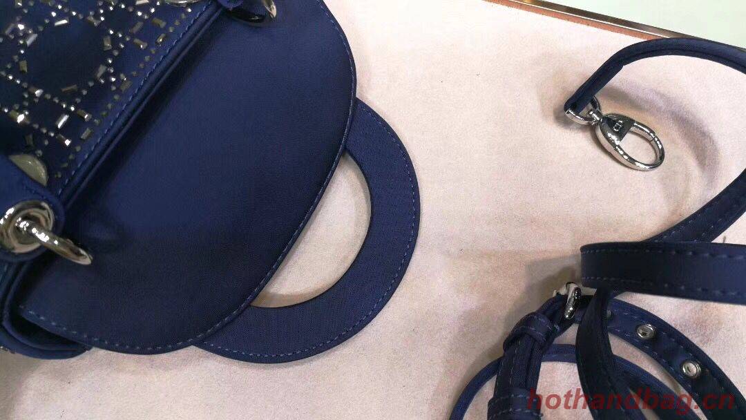 Dior Lady Original Silk Satin-Encrusted Satchel Bag 2369 Navy Dior Lady Original Silk Satin-Encrusted Satchel Bag 2369 Navy