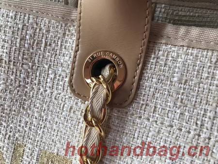 Chanel Canvas Original Leather Shoulder Shopping Bag A2369 creamy Chanel Canvas Original Leather Shoulder Shopping Bag A2369 creamy