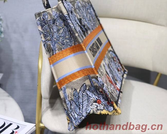 DIOR BOOK TOTE BAG IN EMBROIDERED CANVAS C1287 blue