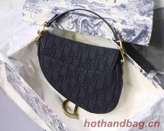 Dior SADDLE DENIM CANVAS BAG M928 denim black
