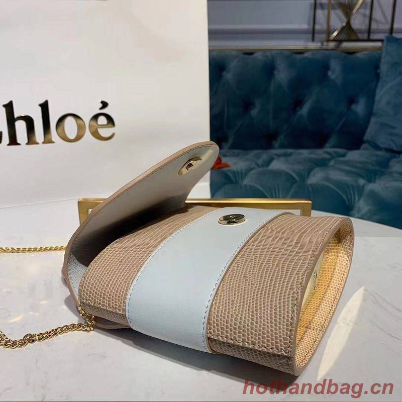 Chloe Small Aby Lock Chain Bag in Embossed Lizard Effect on Calfskin & Goatskin 3S035 White Chloe Small Aby Lock Chain Bag in Embossed Lizard Effect on Calfskin & Goatskin 3S035 White