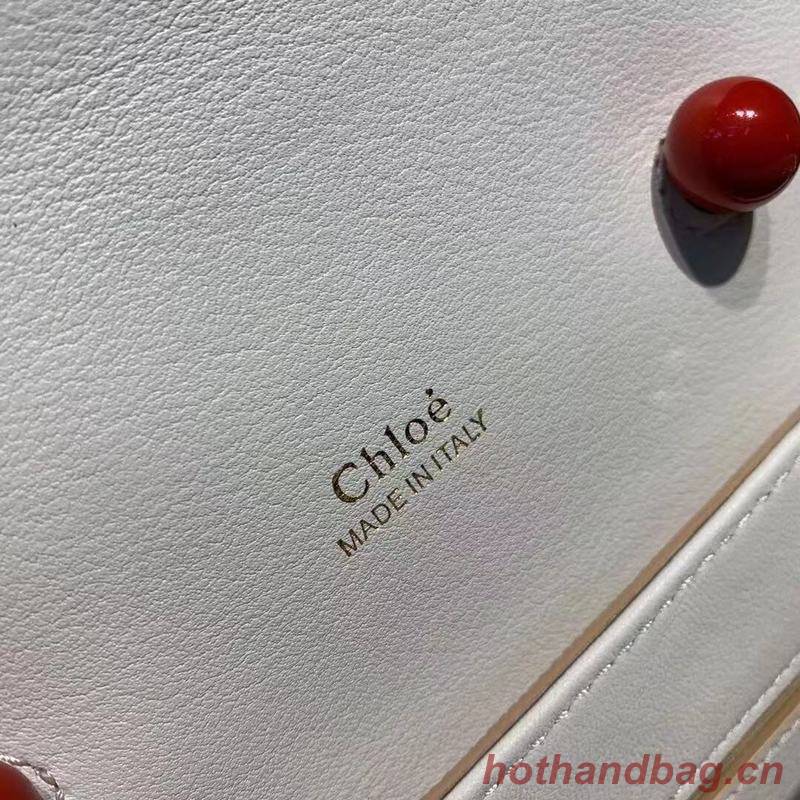 Chloe Small Aby Lock Chain Bag in Embossed Lizard Effect on Calfskin & Goatskin 3S035 White Chloe Small Aby Lock Chain Bag in Embossed Lizard Effect on Calfskin & Goatskin 3S035 White