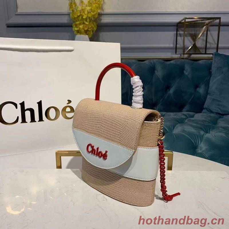 Chloe Small Aby Lock Chain Bag in Embossed Lizard Effect on Calfskin & Goatskin 3S035 White Chloe Small Aby Lock Chain Bag in Embossed Lizard Effect on Calfskin & Goatskin 3S035 White
