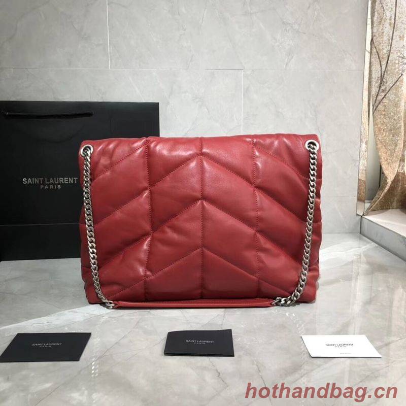 Yves Saint Laurent LOULOU PUFFER MEDIUM BAG IN QUILTED CRINKLED MATTE LEATHER Y577475 Red Yves Saint Laurent LOULOU PUFFER MEDIUM BAG IN QUILTED CRINKLED MATTE LEATHER Y577475 Red