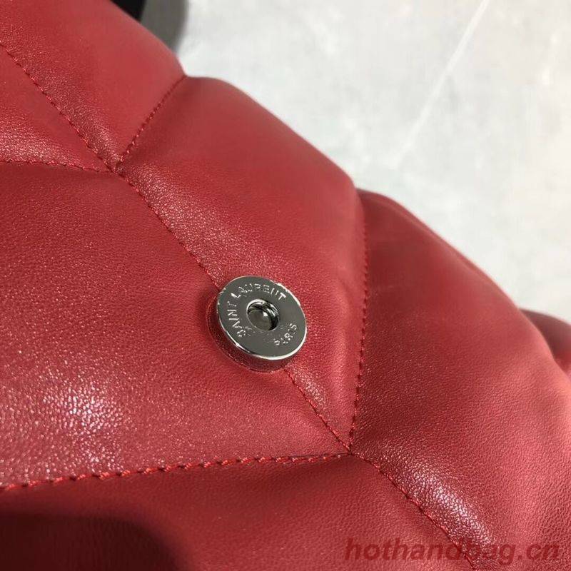 Yves Saint Laurent LOULOU PUFFER MEDIUM BAG IN QUILTED CRINKLED MATTE LEATHER Y577475 Red Yves Saint Laurent LOULOU PUFFER MEDIUM BAG IN QUILTED CRINKLED MATTE LEATHER Y577475 Red