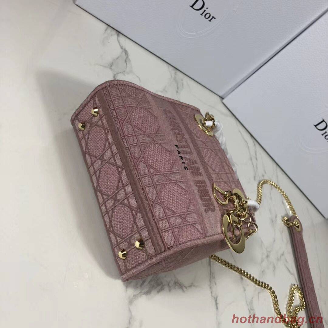 MINI LADY DIOR TOTE BAG IN EMBROIDERED CANVAS C4531 pink MINI LADY DIOR TOTE BAG IN EMBROIDERED CANVAS C4531 pink