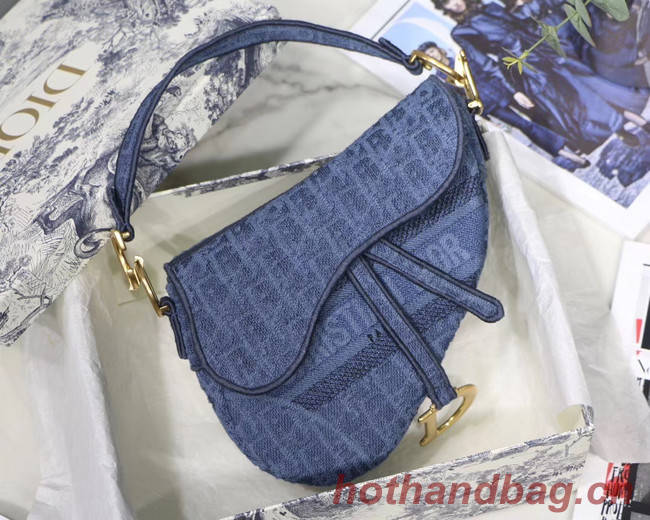 Dior SADDLE DENIM CANVAS BAG M928 blue