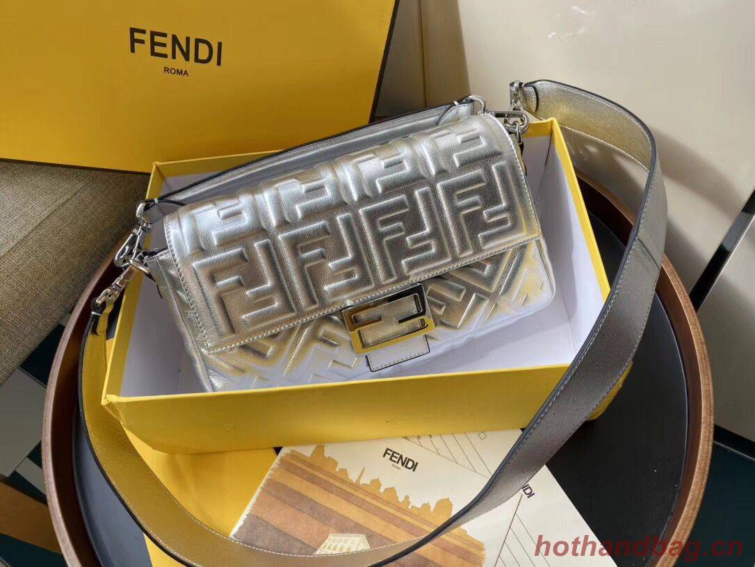 FENDI BAGUETTE large Shoulder Bag 8BR771A Silver FENDI BAGUETTE large Shoulder Bag 8BR771A Silver
