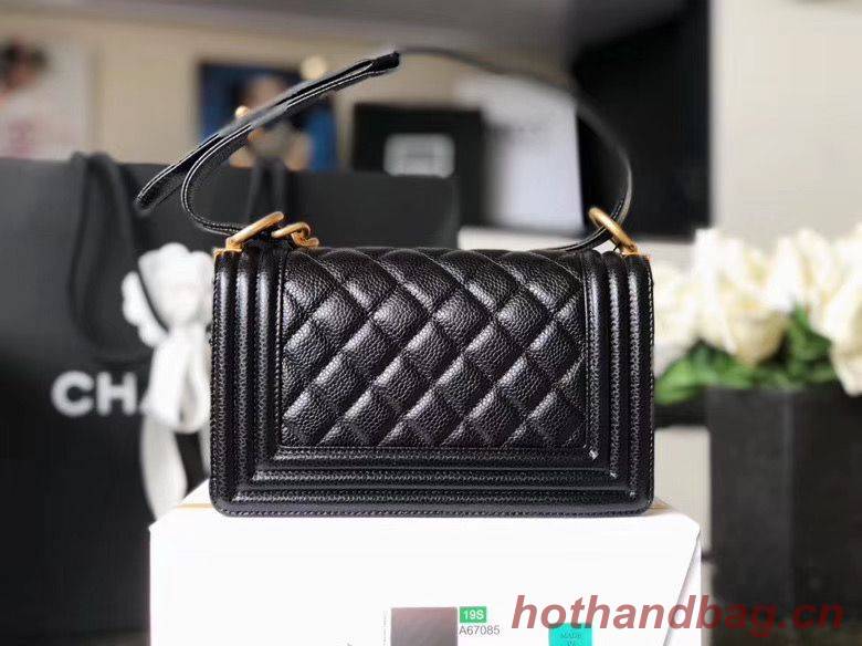 Chanel Le Boy Flap Shoulder Bag Original Cavier Leather A67085 Black Gold Buckle Chanel Le Boy Flap Shoulder Bag Original Cavier Leather A67085 Black Gold Buckle