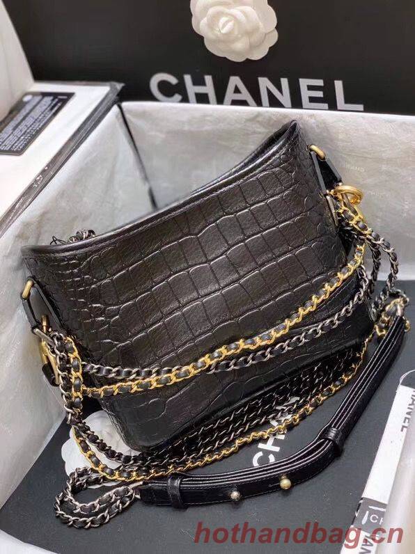 Chanel Gabrielle Hobo Original Crocodile Leather Bag A93824 Black Chanel Gabrielle Hobo Original Crocodile Leather Bag A93824 Black