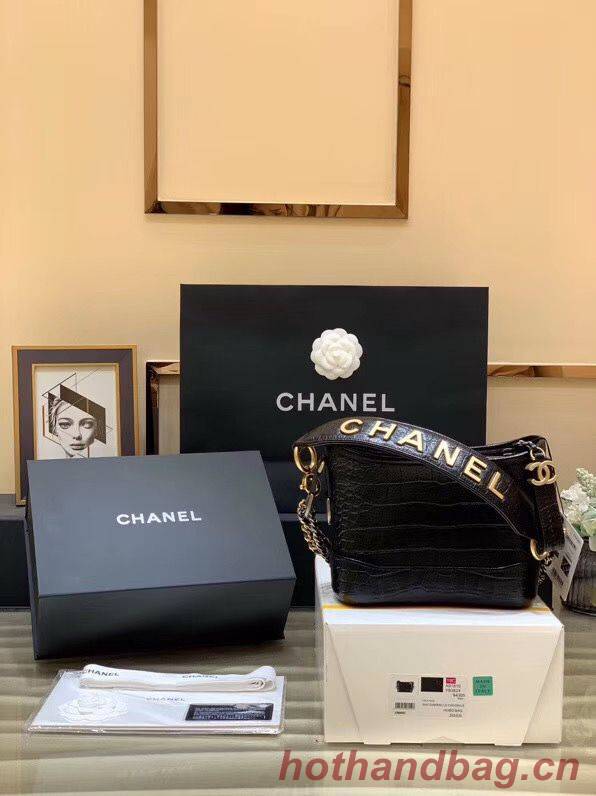 Chanel Gabrielle Hobo Original Crocodile Leather Bag A93824 Black Chanel Gabrielle Hobo Original Crocodile Leather Bag A93824 Black