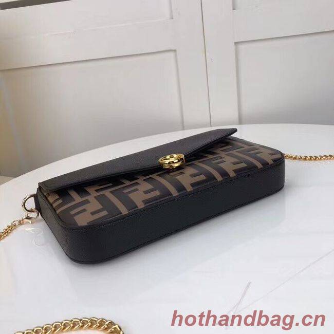 Fendi WALLET ON CHAIN WITH POUCHES leather mini-bag F0005 black&brown Fendi WALLET ON CHAIN WITH POUCHES leather mini-bag F0005 black&brown