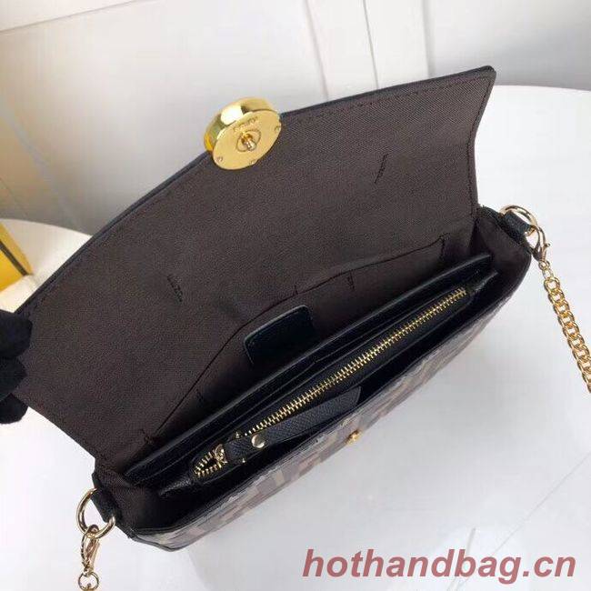 Fendi WALLET ON CHAIN WITH POUCHES leather mini-bag F0005 black&brown Fendi WALLET ON CHAIN WITH POUCHES leather mini-bag F0005 black&brown