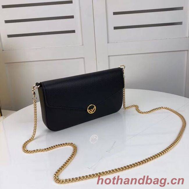 Fendi WALLET ON CHAIN WITH POUCHES leather mini-bag F0005 black Fendi WALLET ON CHAIN WITH POUCHES leather mini-bag F0005 black