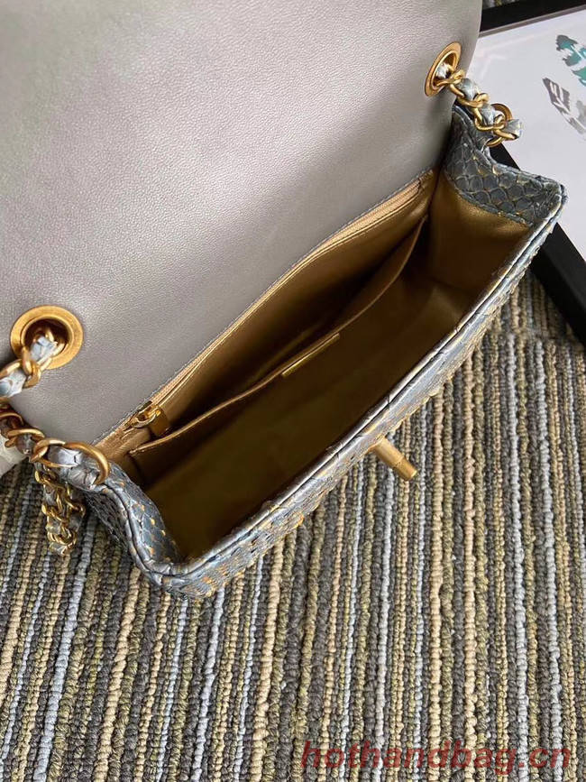Chanel Original Small Snake skin flap bag AS1116 grey