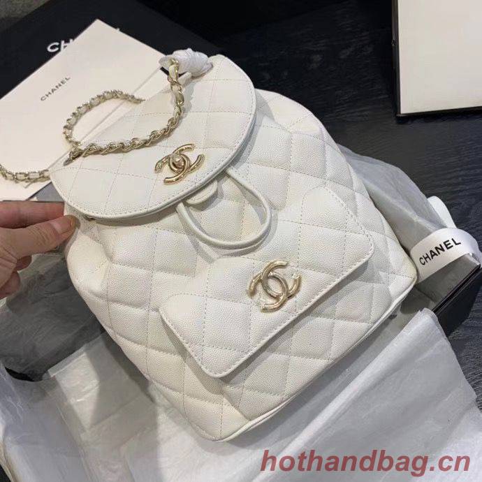 Chanel backpack Grained Calfskin & Gold-Tone Metal AS1371 White Chanel backpack Grained Calfskin & Gold-Tone Metal AS1371 White