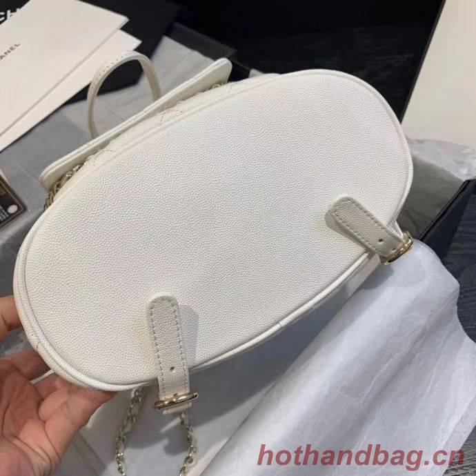 Chanel backpack Grained Calfskin & Gold-Tone Metal AS1371 White Chanel backpack Grained Calfskin & Gold-Tone Metal AS1371 White