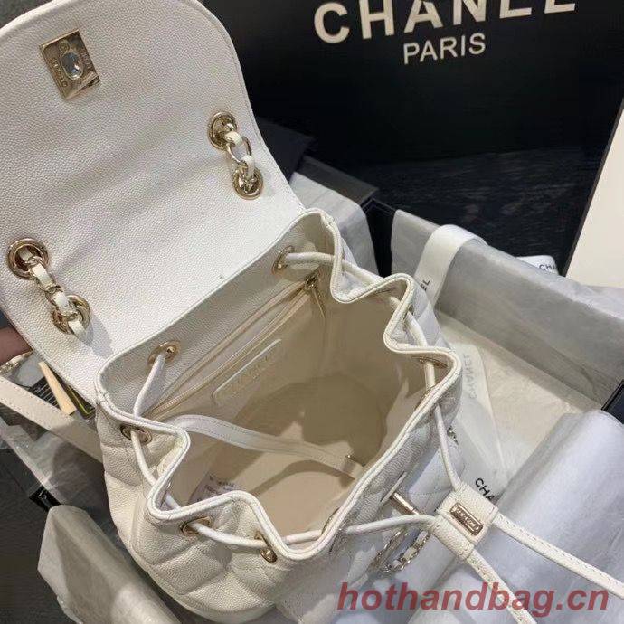 Chanel backpack Grained Calfskin & Gold-Tone Metal AS1371 White Chanel backpack Grained Calfskin & Gold-Tone Metal AS1371 White