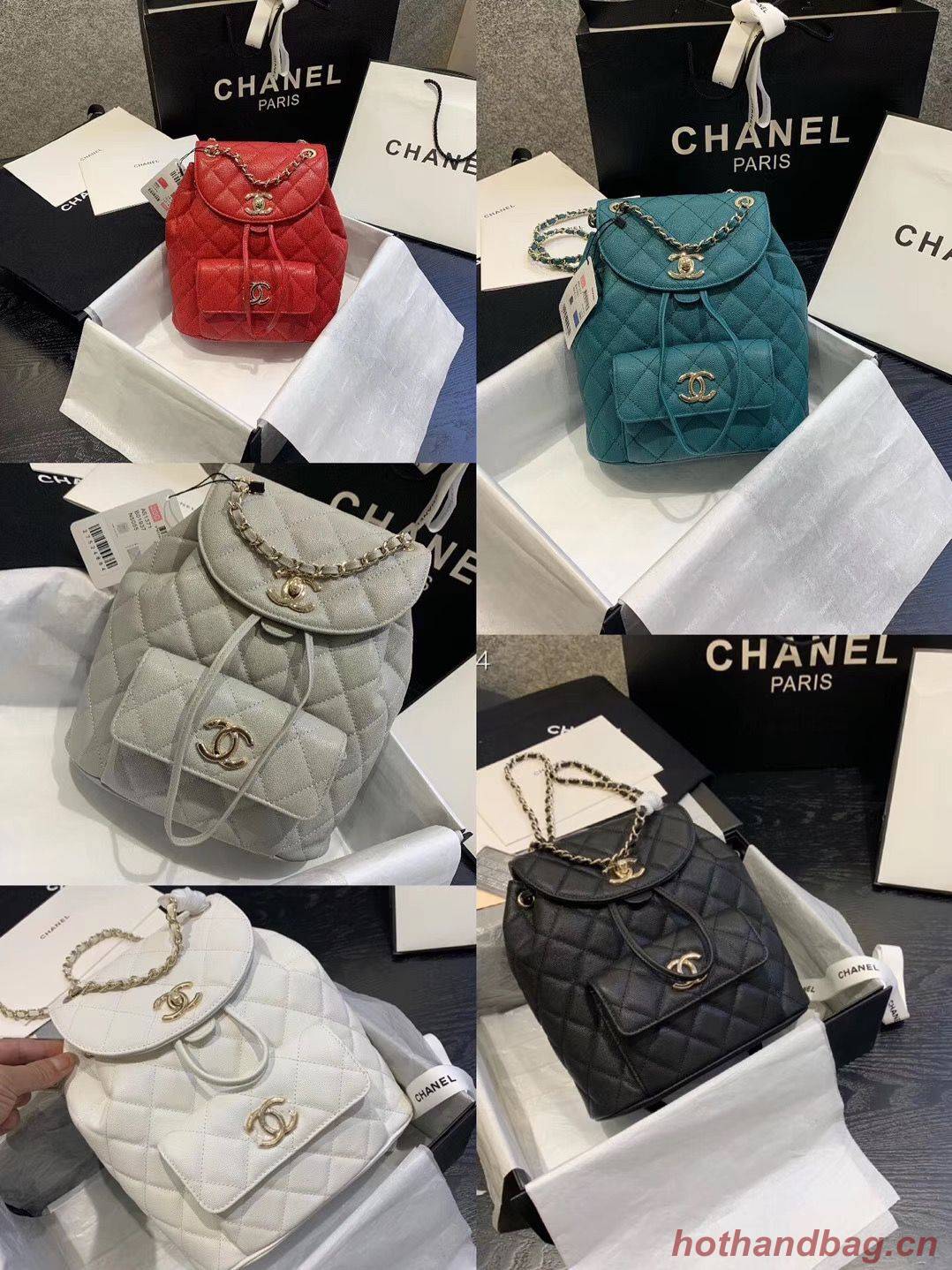 Chanel backpack Grained Calfskin & Gold-Tone Metal AS1371 Green Chanel backpack Grained Calfskin & Gold-Tone Metal AS1371 Green