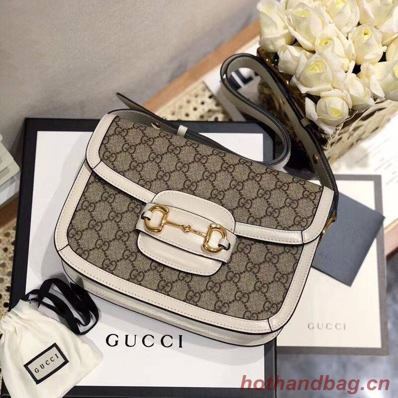 Gucci Horsebit 1955 GG Supreme Bag 602204 White Gucci Horsebit 1955 GG Supreme Bag 602204 White